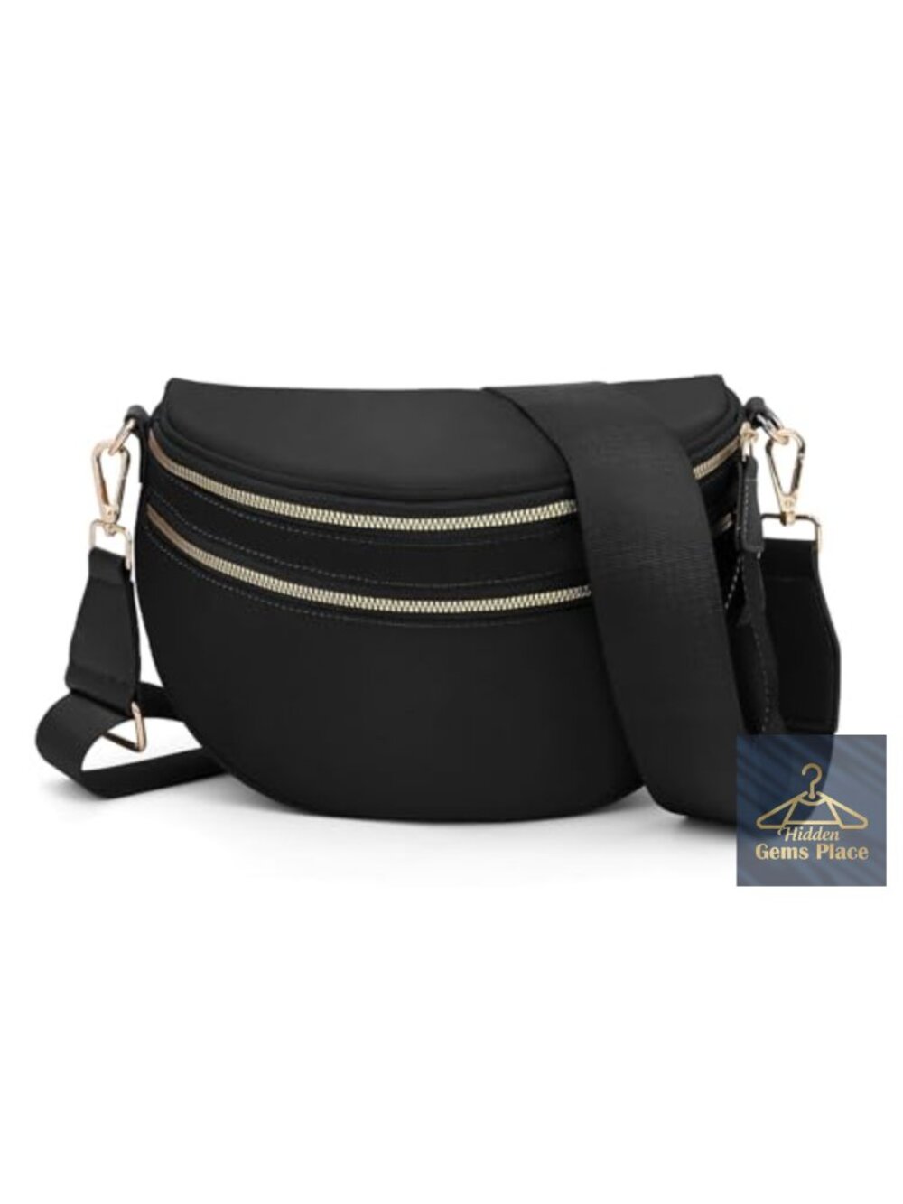 Nylon Checkered Bum Bag Crossbody, Adjustable Strap, Large Capacity